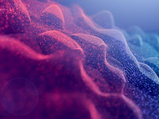 Abstract background with waved particles curve