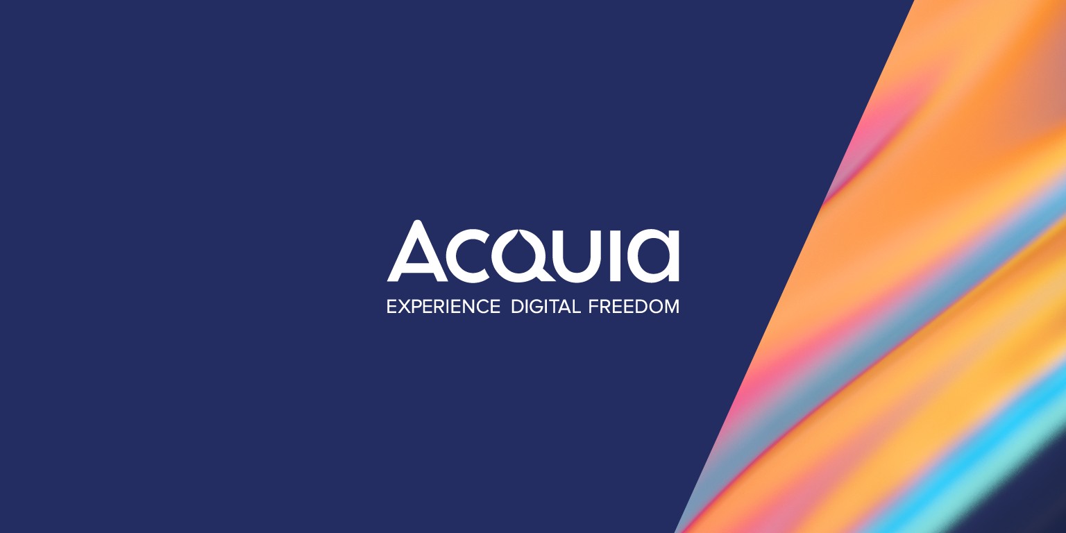 Acquia logo in a blue background