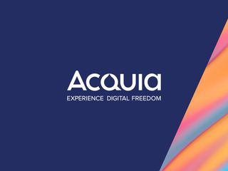 Acquia logo in a blue background