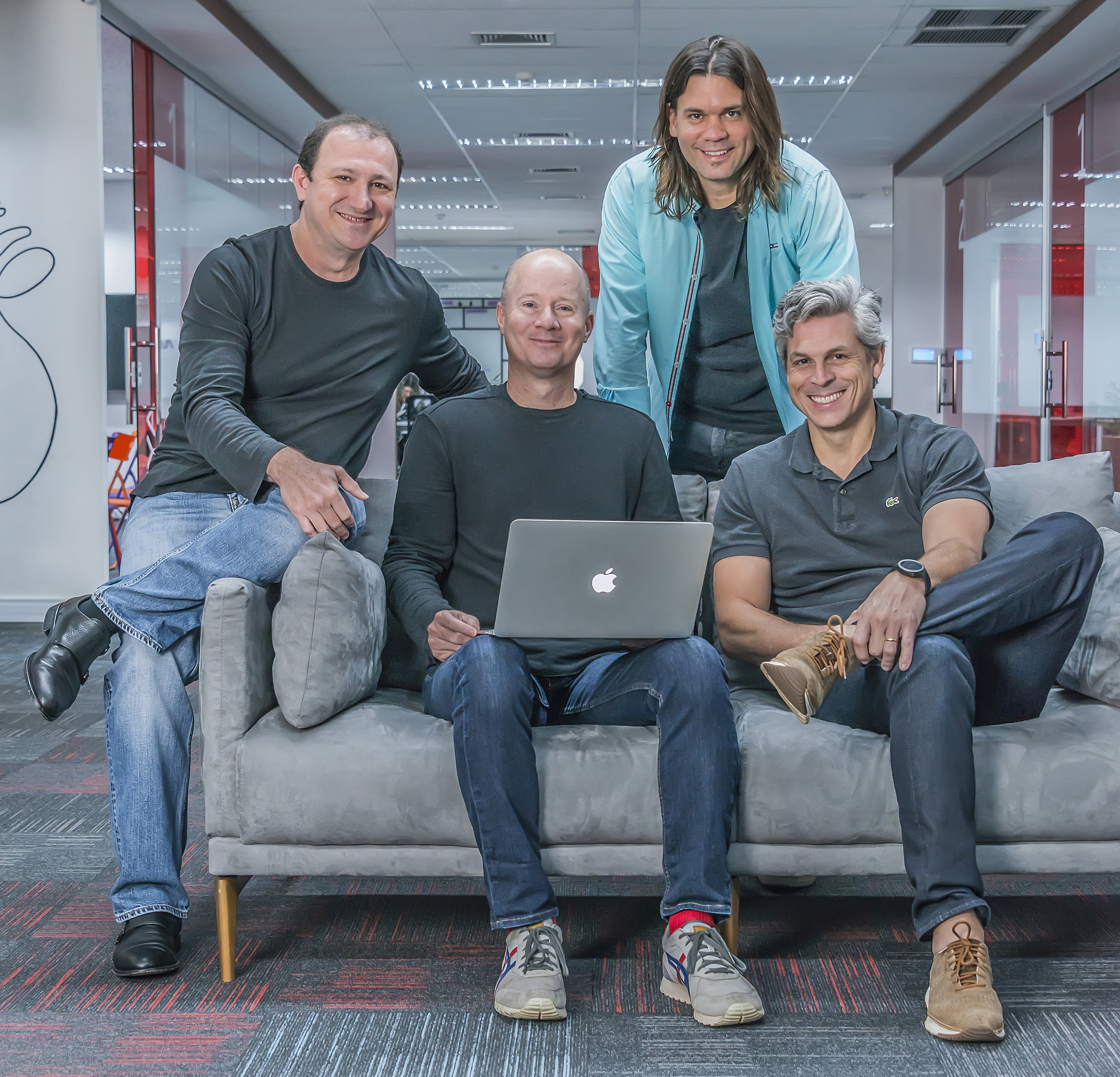 Cesar Gon, Thelton McMillian, Leonardo Mattiazzi and Bruno Guicardi together at a CI&T office