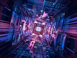 Digital generated image of purple data space