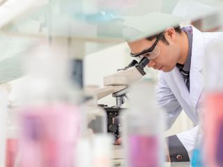 Man working on a chemistry laboratory