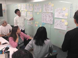 Team discussing in a room