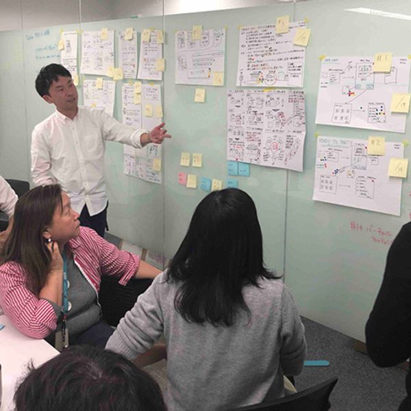 Team discussing in a room
