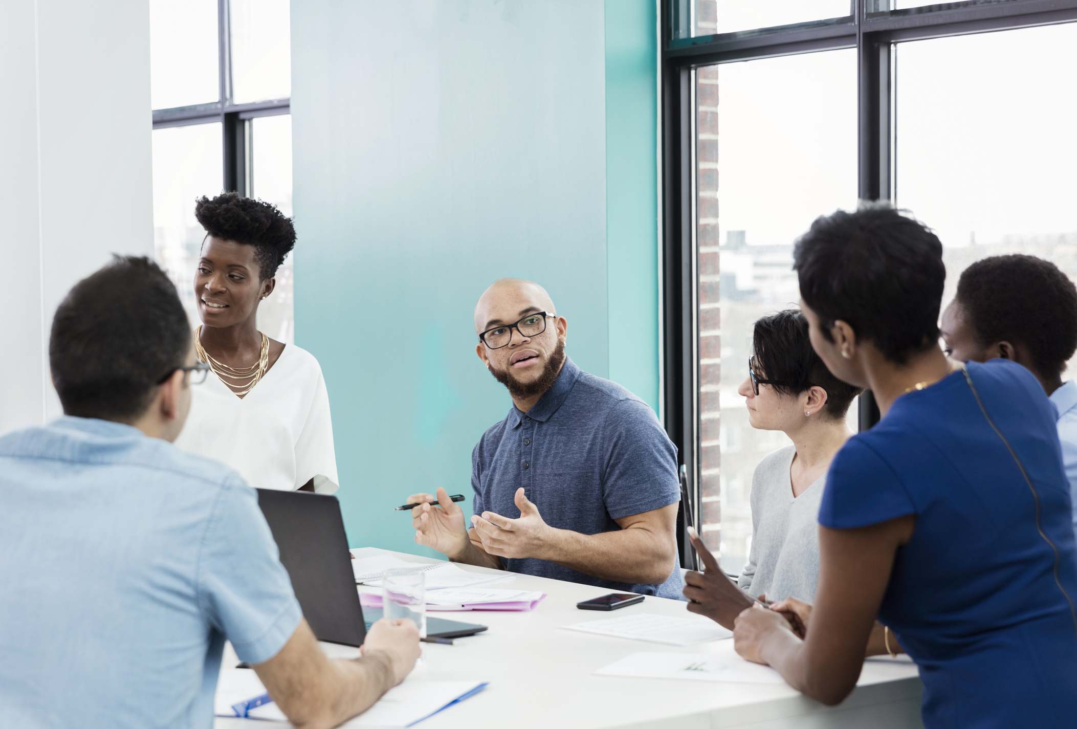 Business people having meeting in modern office