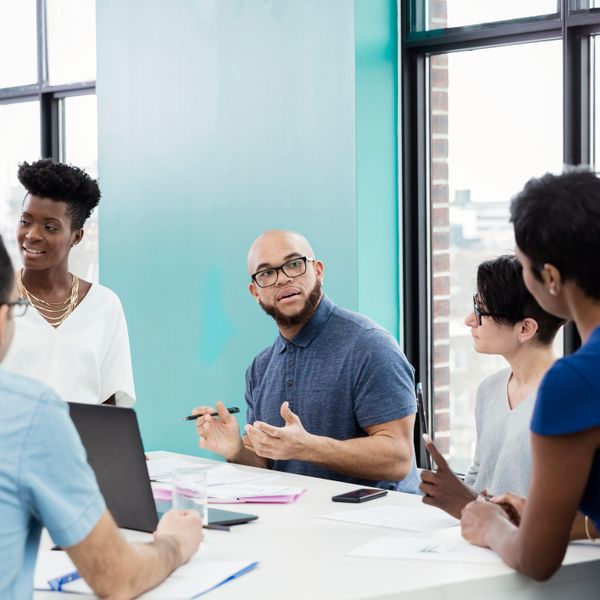 Business people having meeting in modern office