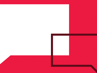 Em um fundo vermelho, dois bal&otilde;es de fala