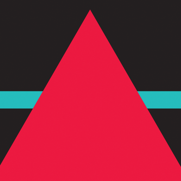 A dark background with a red triangle and a blue line in the middle of it