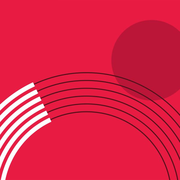 Fundo vermelho com linhas claras e escuras formando um meio círculo