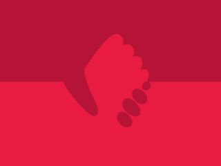 pulso em riste em fundo vermelho