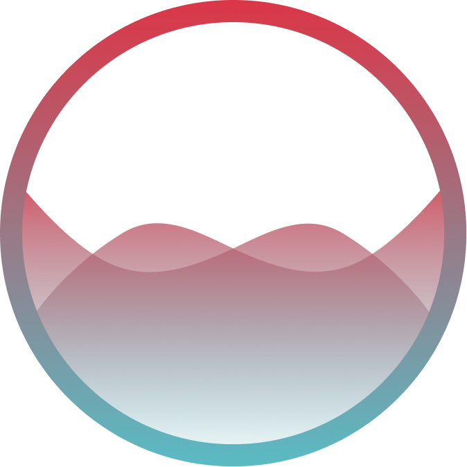A graphic representation of red and blue voice waves of CI&T's artificial intelligence