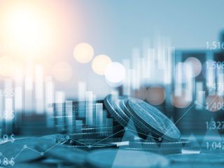 technical image with bar graphs and financial charts