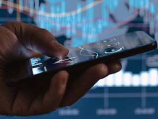 people using phone app looking for results on banking app