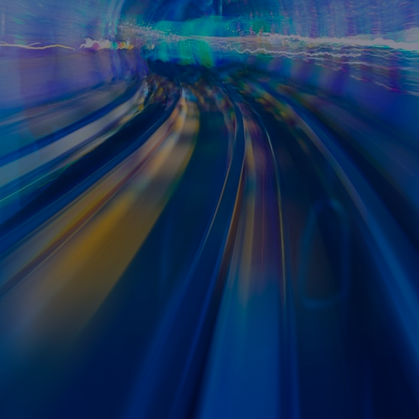 Blue lights moving fast with blur