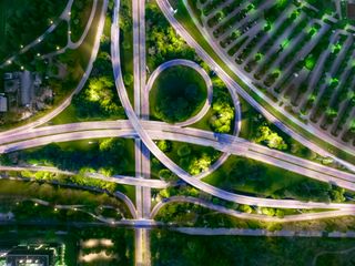 Futuristic city aerial view