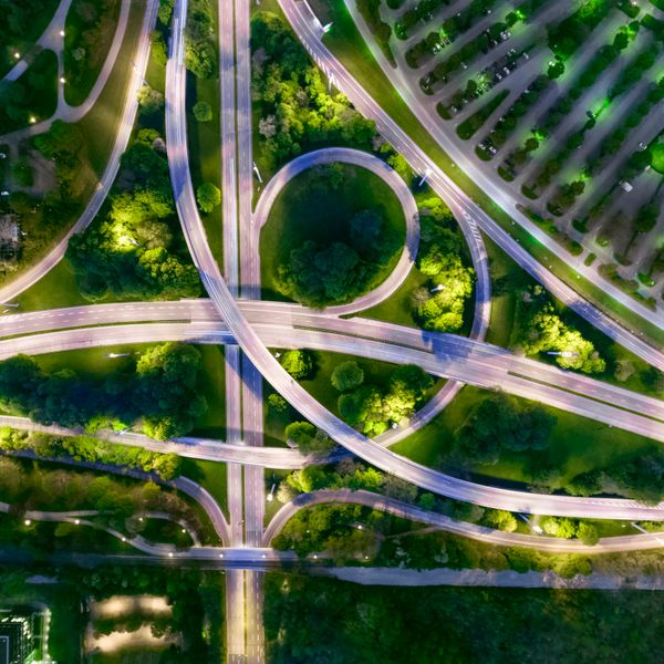 Futuristic city aerial view