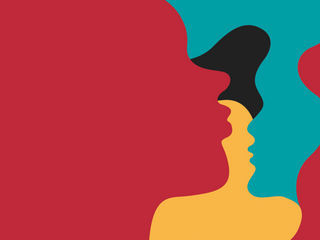 an abstract image using soft lines to create the profile image of a woman 