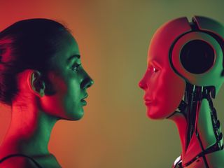 ai-robot-and-young-woman-face-to-face