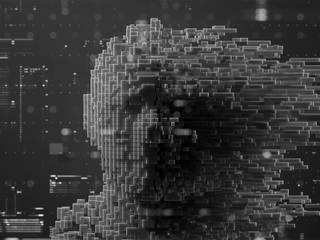 cabe&ccedil;a humana formada por blocos de intelig&ecirc;ncia artificial