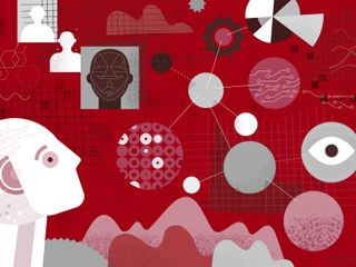 Illustration of AI bot looking for data