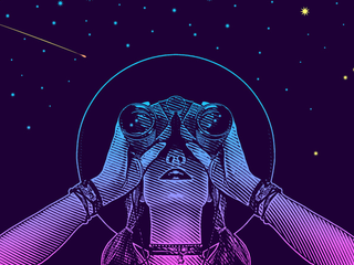 womand looking trough a binocular