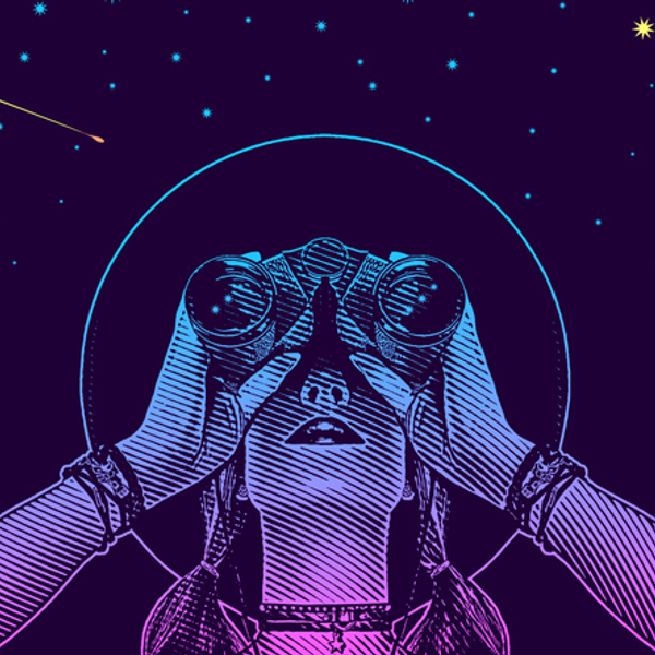 womand looking trough a binocular