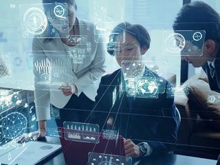 Business people dealing with Ai info