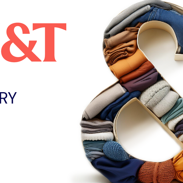 CI&T Retail Industry written on the left side, with an ampersand made out of clothes on the right