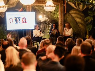 Solange Sobral, Paula Englert and Caroline Daniel on stage at CogX
