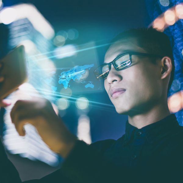 A man looking at his phone