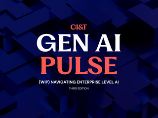GEN AI PULSE third edition, written with in white and coral, on a dark blue background