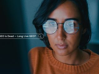 woman searching on web glasses mirroring monitor screen 