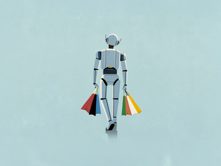 AI in retail - robot walking with bags