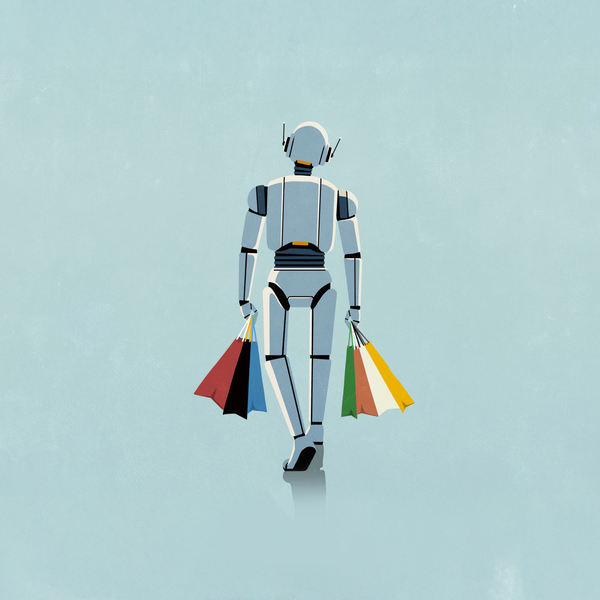 AI in retail - robot walking with bags