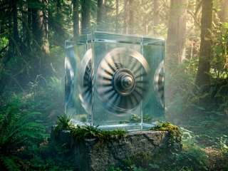 glass cube turbine illusion of speed forest
